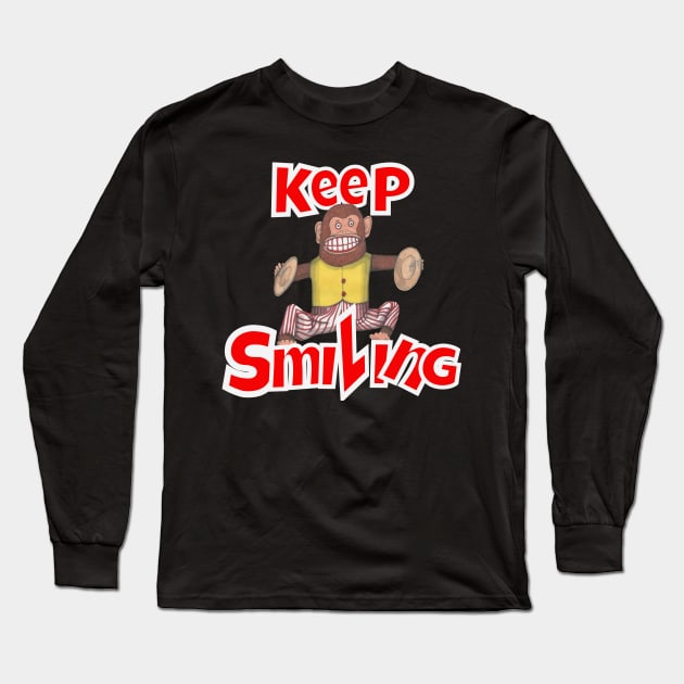 Keep Smiling, Cheeky Monkey. Long Sleeve T-Shirt by KristinaEvans126